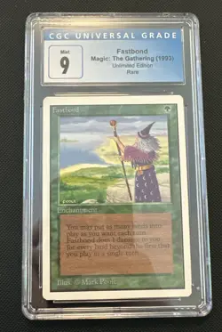 CGC 9 Mint Fastbond Unlimited MTG Vintage 1993 Card - Image 1