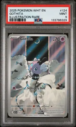 2025 POKEMON WHT EN-WHITE FLARE ILLUSTRATION RARE #124 GOTHITA PSA 9 - Image 1