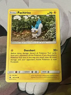 Pachirisu 80/214 Yuka Morii Basic Lost Thunder Pokemon NM - Image 1