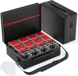 Compact Trading Card Deck Box Set - 12 Acrylic Boxes with Zipper Carrying Case - Image 3