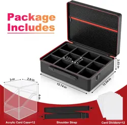Compact Trading Card Deck Box Set - 12 Acrylic Boxes with Zipper Carrying Case - Image 4