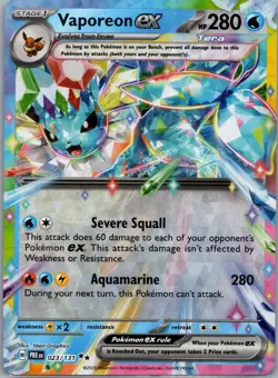 Vaporeon ex 023/131 SV: Prismatic Evolutions Pokemon TCG Double Rare NM - Image 1