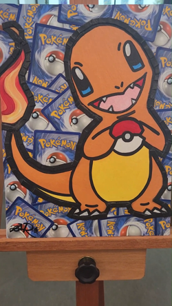 Charmander Pokemon Trading Card Collage Artwork (9x12) - Image 2