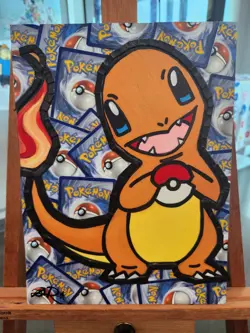 Charmander Pokemon Trading Card Collage Artwork (9x12) - Image 3