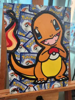Charmander Pokemon Trading Card Collage Artwork (9x12) - Image 4