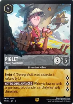 191/204 PIGLET STURDY SWORDSMAN URSULAS RETURN LEGENDARY DISNEY LORCANA CARD - Image 1