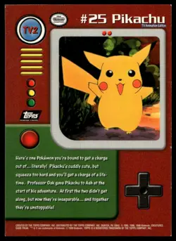 Pikachu #TV2 25 1999 Topps TV Near Mint or Better - Pokemon Card - Image 2
