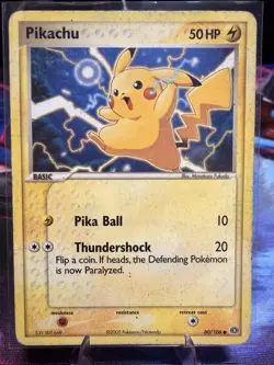 Pokemon Pikachu 50HP EX Emerald 60/106 Common Basic Regular TCG Card - Image 1