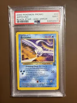 Articuno PSA 9 Black Star Promo 22 Aoki Error Pokemon Card Mint - Image 1