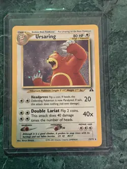 Pokemon TCG Ursaring Neo Discovery 15/75 Holo Unlimited Rare Card SWIRL - Image 1