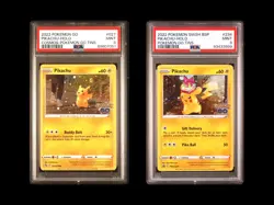 🌀 Pokemon PGO 027/078 & SWSH234 - Cosmos Pikachu Tin Set - PSA 9 - Swirl 🌀 - Image 1