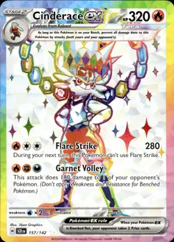 Cinderace ex 157/142 Stellar Crown Ultra Rare NM Pokemon TCG - Image 1