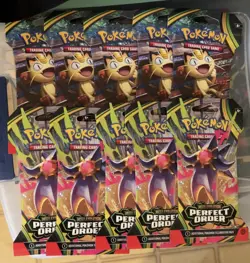 Pokemon TCG Perfect Order Sleeved Booster Packs LOT OF 10 in hand - Image 1