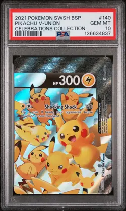 2021 Pokemon Swsh Black Star Promo Pikachu V-Union Celebrations PSA 10 #140 - Image 1