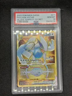 2022 POKEMON SWORD & SHIELD SILVER TEMPEST 211 FULL ART LUGIA VSTAR PSA 10 GEM - Image 1