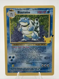 Pokemon TCG Blastoise Holo Card 25th Anniversary Celebration 2/102 - Image 1