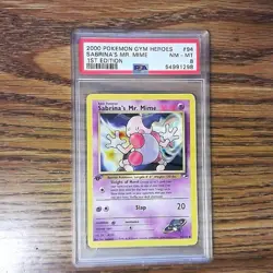 Sabrina's Mr. Mime 94/132 GYM HEROES 1st Edition Graded Pokemon Card - PSA 8 - Image 1