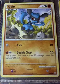 Pokemon Riolu Reverse Holo Card 60/95 Unleashed Series - Image 1