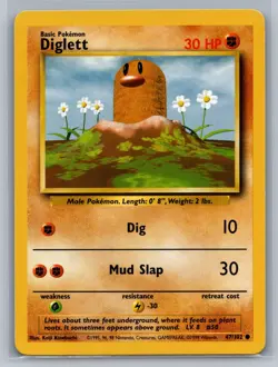 Diglett Base Set #047/102 Common Pokemon Card - Image 1