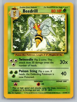 Beedrill Base Set #017/102 Rare Pokemon Card - Image 1