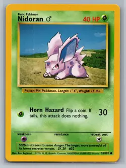 Nidoran M Base Set #055/102 Common Pokemon Card - Image 1