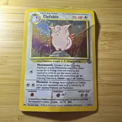 Pokemon TCG Clefable Holo Rare Card 1/64 Damaged Jungle WOTC - Image 1