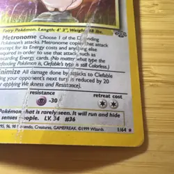 Pokemon TCG Clefable Holo Rare Card 1/64 Damaged Jungle WOTC - Image 3