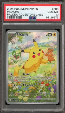 2024 Pokemon Pikachu Paldea Adventure Chest Illustration Rare Promo 088 PSA 10 - Image 1
