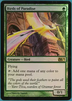 Birds of Paradise FOIL Magic 2012 / M12 NM Green Rare - Image 1