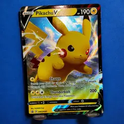 Pokemon TCG Pikachu v SWSH061 Full Art Holo Card Sword and Shield Promo - Image 1