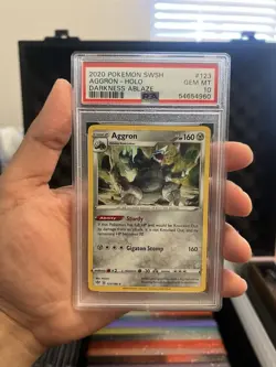 Pokemon Aggron Swsh03 Darkness Ablaze Holo Rare 123/189 PSA 10 English - Image 1