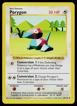 Pokemon Card - Porygon Base Set (Shadowless) 39/102 Uncommon - Image 1
