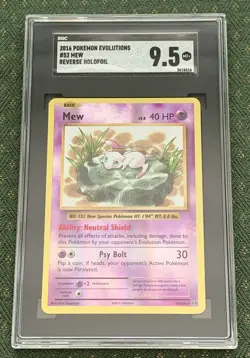 2016 Pokemon Evolutions Reverse Holo Mew graded SGC 9.5 MINT MT+ Holofoil 53/108 - Image 1