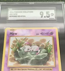 2016 Pokemon Evolutions Reverse Holo Mew graded SGC 9.5 MINT MT+ Holofoil 53/108 - Image 2