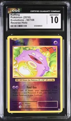 Koffing *CGC 10* Reverse Holo *Evolutions* #50 *2016* Pokemon - Image 1
