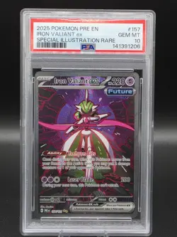 2025 Pokemon Pre En-Prismatic Evolutions #157 Iron Valiant Ex SIR PSA 10 - Image 1
