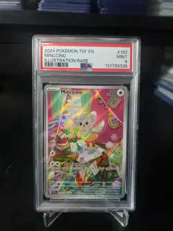 Minccino 2024 Pokemon Temporal Forces Illustration Rare #182 PSA 9 - Image 1