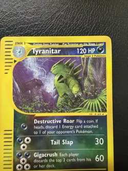 2002 Aquapolis Reverse Holo Tyranitar Dark E-Reader Wotc 040/147 HP-Damaged - Image 2