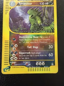 2002 Aquapolis Reverse Holo Tyranitar Dark E-Reader Wotc 040/147 HP-Damaged - Image 3