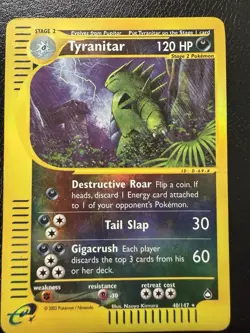 2002 Aquapolis Reverse Holo Tyranitar Dark E-Reader Wotc 040/147 HP-Damaged - Image 4
