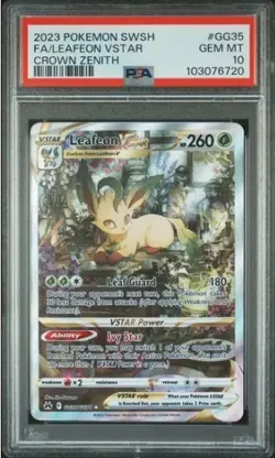 FA LEAFEON VSTAR PSA 10 2023 POKEMON SWORD & SHIELD CROWN ZENITH #GG35/GG70 - Image 1