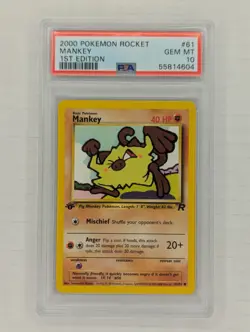 2000 Pokemon Team Rocket #61 Mankey 1st Edition PSA 10 POP 521 - Image 1
