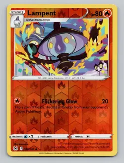 Reverse Holo Lampent 025/196 Uncommon Lost Origin Pokemon - Image 1