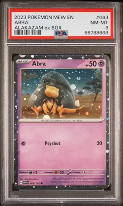Abra 063/165 2023 Pokemon 151 Alakazam Ex Box PSA 8 - Image 1