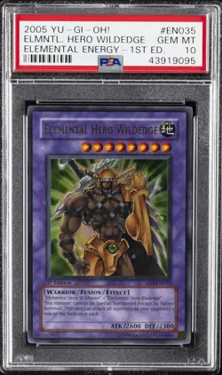 2005 YU-GI-OH! ELEMENTAL ENERGY 1ST ED #EN035 ELEMENTAL HERO WILDEDGE PSA 10 - Image 1