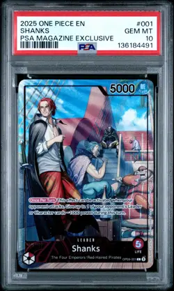 2025 One Piece OP09-001 Shanks PSA Magazine Exclusive Promo PSA 10 - Image 1