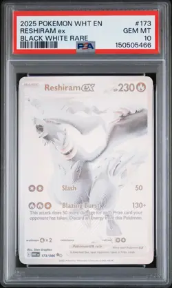 Reshiram EX 173/086 Black White Rare Wht En-white Flare Pokemon PSA 10 - Image 1