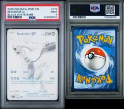 2025 Pokemon White Flare Reshiram EX 173/086 BLACK WHITE RARE HOLO - PSA 9 MINT - Image 3