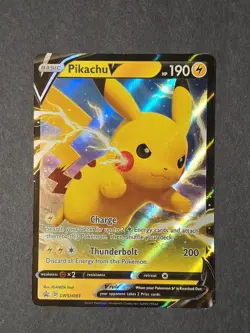 Pokemon TCG Pikachu v SWSH061 Full Art Holo Card Sword and Shield Promo - Image 1