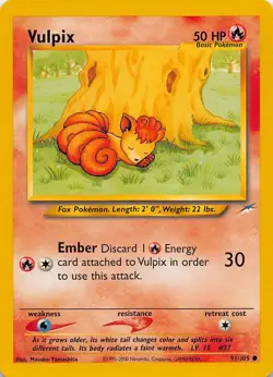 VULPIX 91/105 C NEO DESTINY POKEMON UNLIMITED HP - Image 1